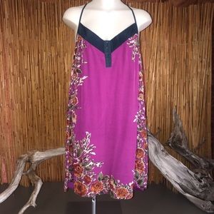 Petticoat Alley Fuchsia Pink Floral Slip Dress